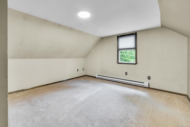 166 S Main St, Marlborough, CT 06447 - additional living space with a baseboard radiator, lofted ceiling, and carpet flooring