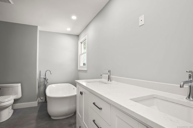 24 Appletree Ln, Norwalk, CT 06850 - full bath with a freestanding bath, recessed lighting, and double vanity