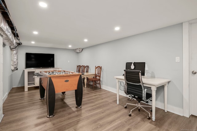 24 Appletree Ln, Norwalk, CT 06850 - playroom featuring recessed lighting, wood finished floors, and a desk