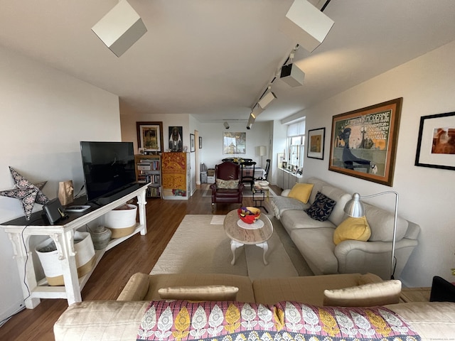 2625 Park Ave Unit 11P, Bridgeport, CT 06604 - living room featuring wood finished floors and rail lighting