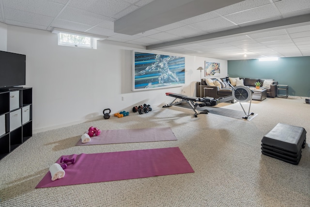 16 Gault Park Dr, Westport, CT 06880 - workout area featuring a drop ceiling and carpet floors