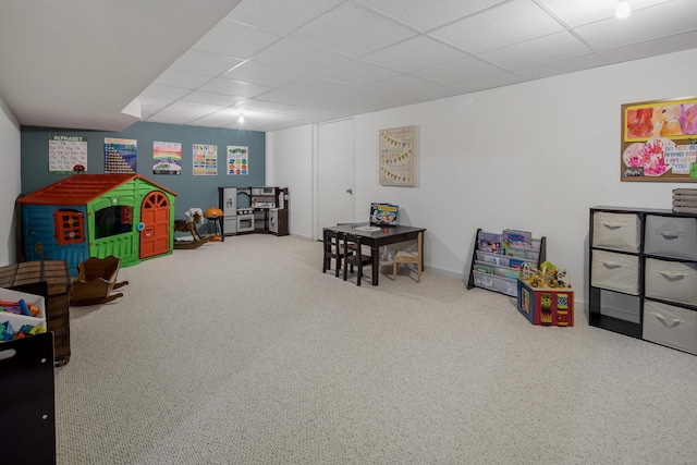 16 Gault Park Dr, Westport, CT 06880 - recreation room featuring a paneled ceiling and carpet floors