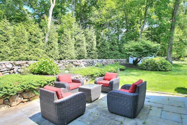 16 Gault Park Dr, Westport, CT 06880 - view of patio / terrace featuring an outdoor living space