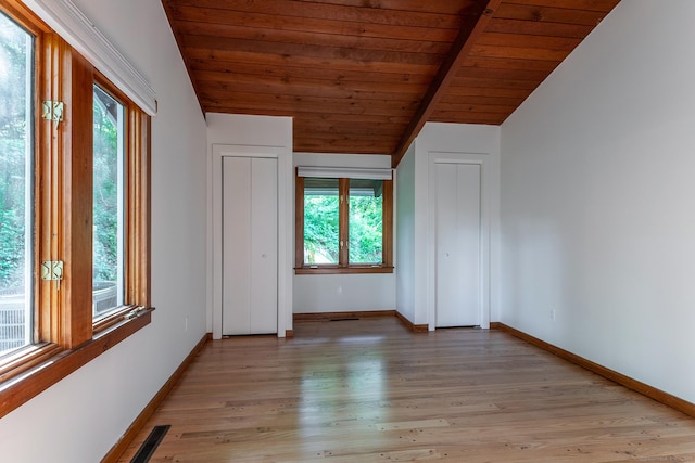 60 Ferry Bridge Rd, Washington, CT 06793 - unfurnished room featuring healthy amount of natural light, vaulted ceiling, wooden ceiling, and light wood-type flooring