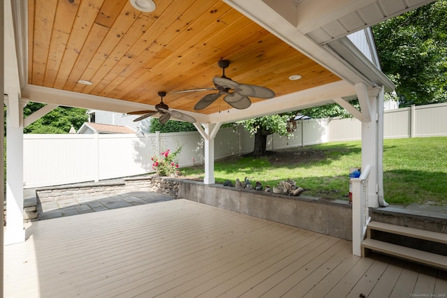 270 Decicco Rd, Waterbury, CT 06705 - deck with ceiling fan and a fenced backyard