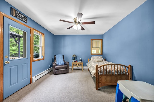 15 Quigley Rd, Wallingford, CT 06492 - carpeted bedroom featuring a baseboard heating unit and ceiling fan