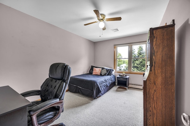 15 Quigley Rd, Wallingford, CT 06492 - bedroom featuring carpet flooring, an office area, a baseboard heating unit, and ceiling fan