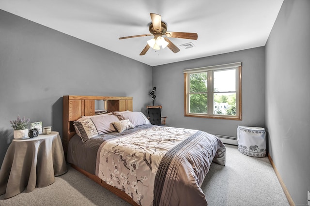 15 Quigley Rd, Wallingford, CT 06492 - carpeted bedroom with a baseboard heating unit and ceiling fan