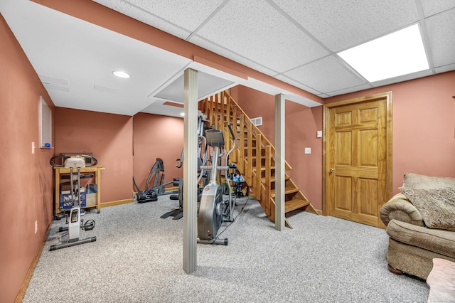 15 Quigley Rd, Wallingford, CT 06492 - exercise room featuring a drop ceiling and carpet flooring