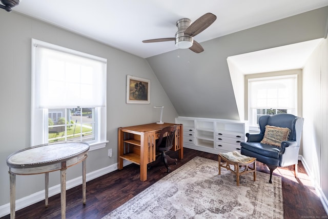 32 Holcomb St, West Haven, CT 06516 - living area featuring plenty of natural light, wood finished floors, lofted ceiling, and a ceiling fan