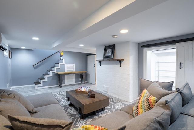 32 Holcomb St, West Haven, CT 06516 - living area featuring recessed lighting and stairs