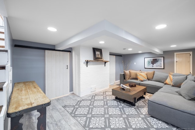 32 Holcomb St, West Haven, CT 06516 - living room with light wood-style flooring and recessed lighting