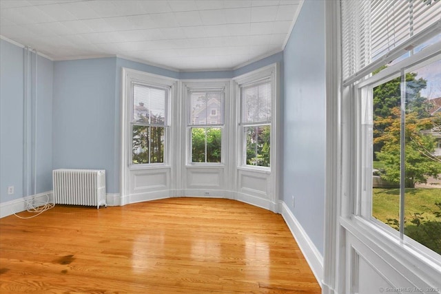 171 Lincoln St, Middletown, CT 06457 - empty room with radiator, light wood-type flooring, and crown molding
