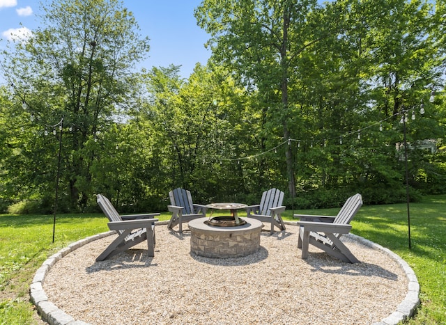 46 Tally Ho Rd, Ridgefield, CT 06877 - view of patio featuring an outdoor fire pit