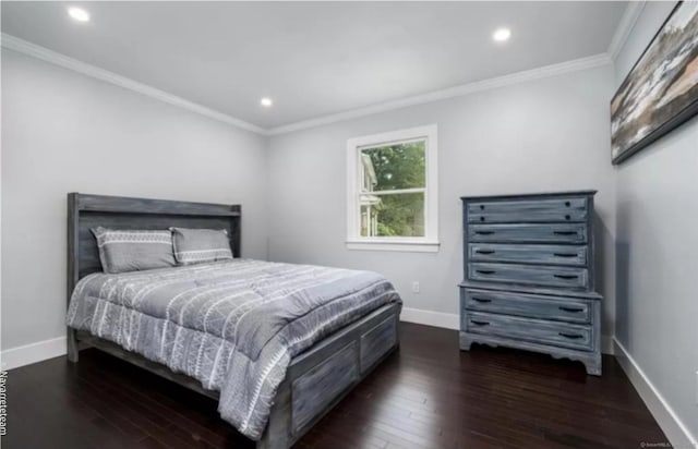 17 Kingsbury Rd, Norwalk, CT 06851 - bedroom with dark wood-style floors, ornamental molding, and recessed lighting