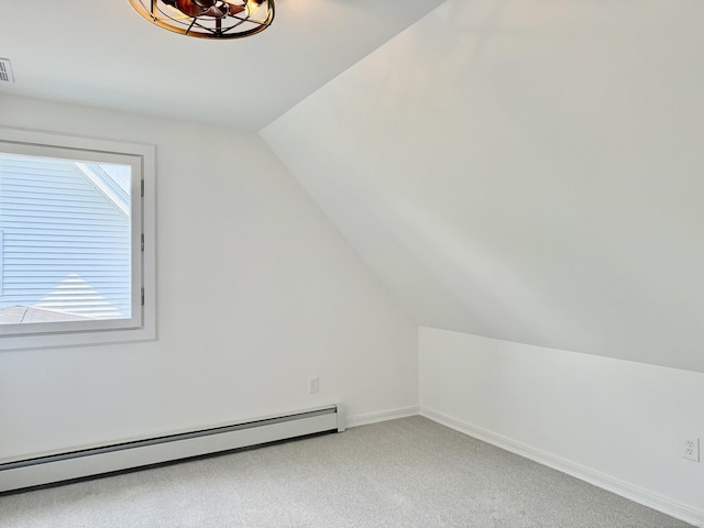 249 Wall St, Hebron, CT 06248 - additional living space featuring baseboard heating, lofted ceiling, and light colored carpet