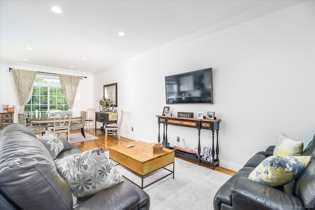 6 Faith Ln Unit 6, Danbury, CT 06810 - living area with wood finished floors, crown molding, and recessed lighting