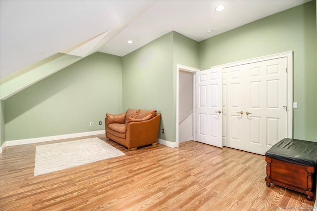 6 Faith Ln Unit 6, Danbury, CT 06810 - living area with light wood-style flooring, recessed lighting, and vaulted ceiling