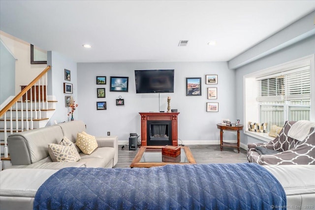 6 Faith Ln Unit 6, Danbury, CT 06810 - living room with wood finished floors, stairs, and recessed lighting