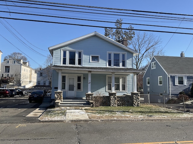 140 Stuart Ave, Norwalk, CT 06850 - view of front of property featuring a porch and a chimney