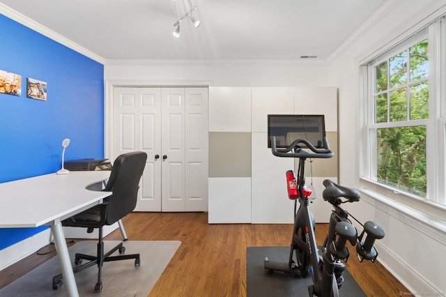 109 W Ave, Darien, CT 06820 - home office with wood finished floors, healthy amount of natural light, and crown molding
