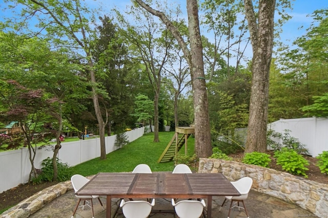 109 W Ave, Darien, CT 06820 - fenced backyard featuring outdoor dining area and a patio