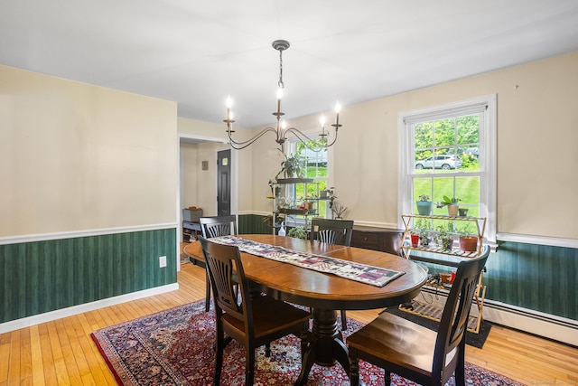97 Wildwood Cir, Durham, CT 06422 - dining room with wainscoting, wood-type flooring, and a chandelier