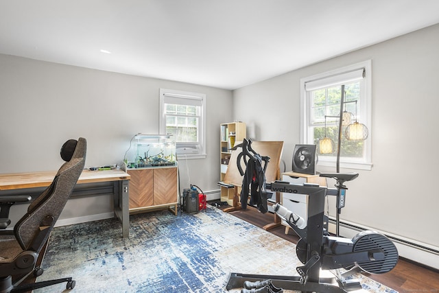 97 Wildwood Cir, Durham, CT 06422 - office featuring healthy amount of natural light, wood finished floors, and a baseboard heating unit