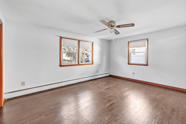 165 Douglas St, Stratford, CT 06614 - spare room with a baseboard radiator, wood finished floors, and ceiling fan