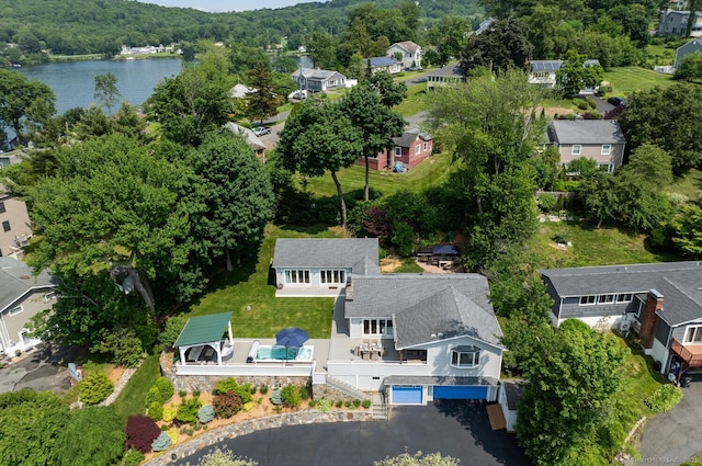 113 N Lake Shore Dr, Brookfield, CT 06804 - aerial perspective of suburban area with a nearby body of water and a forest