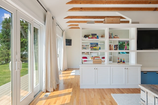 113 N Lake Shore Dr, Brookfield, CT 06804 - interior space featuring light wood finished floors and beam ceiling