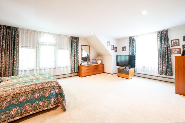 348 State Route 39, New Fairfield, CT 06812 - bedroom with carpet flooring, a baseboard heating unit, and recessed lighting