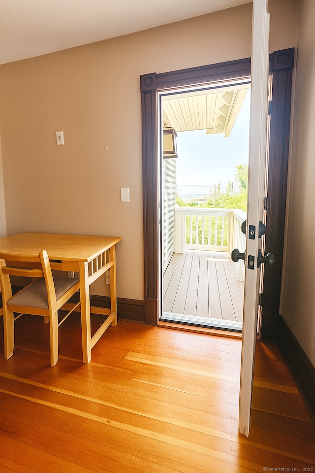 19 Prospect Hill Rd, Groton, CT 06340 - doorway to outside featuring hardwood / wood-style floors