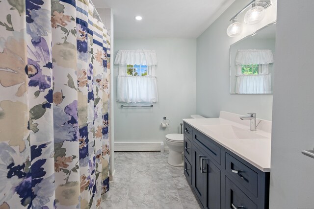 480 Budding Ridge Rd, Cheshire, CT 06410 - full bathroom featuring a baseboard radiator, vanity, and recessed lighting