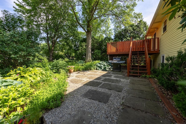 480 Budding Ridge Rd, Cheshire, CT 06410 - view of yard with stairway, a deck, and a patio
