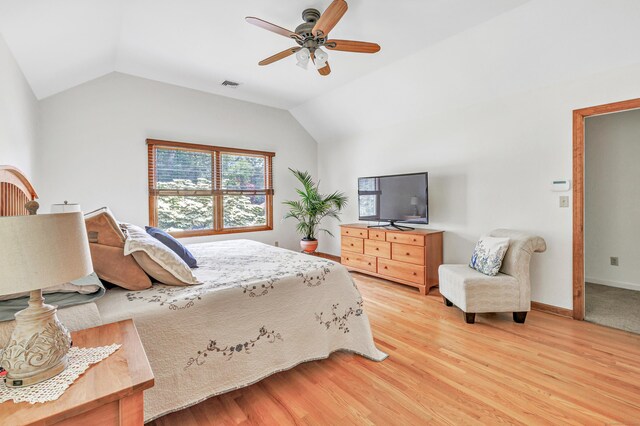165 Booth Hill Rd, Trumbull, CT 06611 - bedroom with vaulted ceiling, light wood-style floors, and ceiling fan