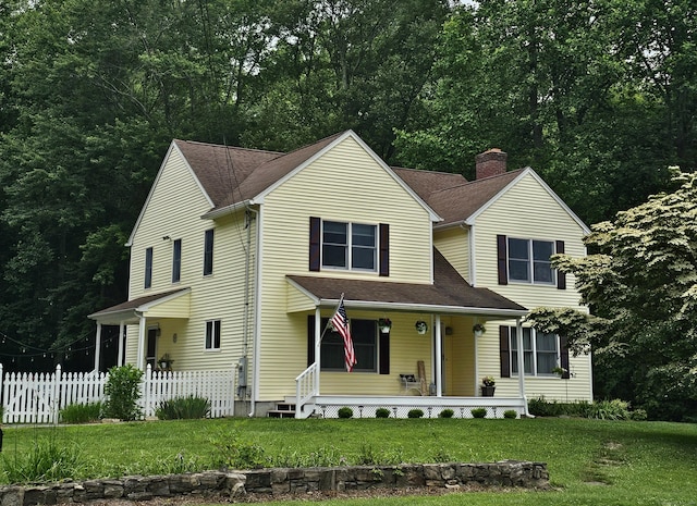 165 Booth Hill Rd, Trumbull, CT 06611 - view of front of home featuring a porch, a chimney, and roof with shingles