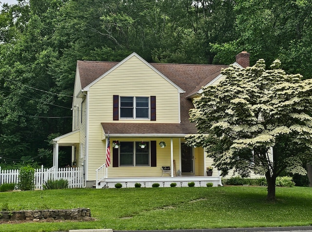 165 Booth Hill Rd, Trumbull, CT 06611 - view of front of house featuring covered porch, a chimney, and a shingled roof