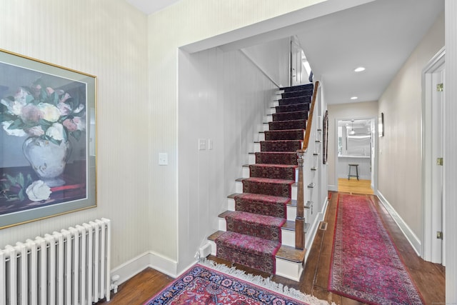 4 Johnny Cake Hill Rd, Old Lyme, CT 06371 - staircase with radiator heating unit and wood finished floors