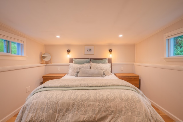 158 Stadley Rough Rd, Danbury, CT 06811 - bedroom featuring multiple windows, crown molding, recessed lighting, and wood finished floors