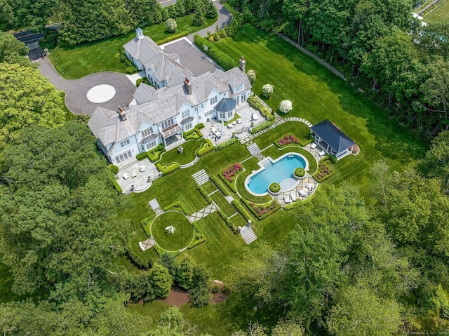 474 Ponus Rdg, New Canaan, CT 06840 - drone / aerial view of a pool