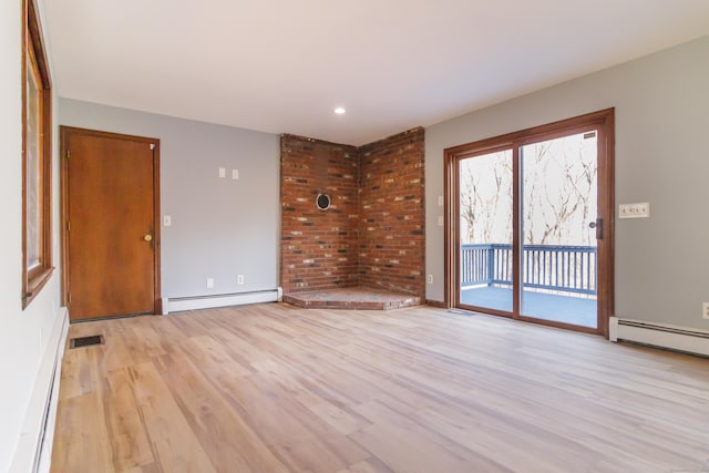 155 Melinda Ln, Bristol, CT 06010 - unfurnished room with baseboard heating, a baseboard radiator, wood finished floors, and recessed lighting