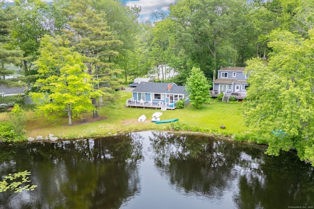 5 Lake Pt, Haddam, CT 06441 - aerial view of property and surrounding area with a large body of water and a heavily wooded area
