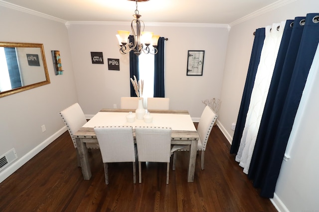 80 Longbranch Ave, Stratford, CT 06615 - dining room featuring ornamental molding, a chandelier, and dark wood finished floors