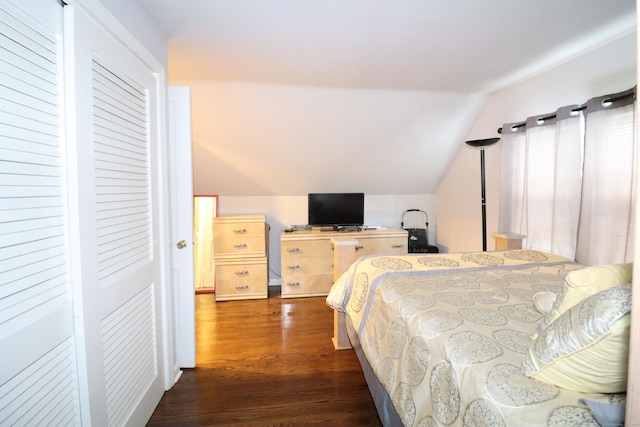 80 Longbranch Ave, Stratford, CT 06615 - bedroom featuring dark wood-type flooring and vaulted ceiling