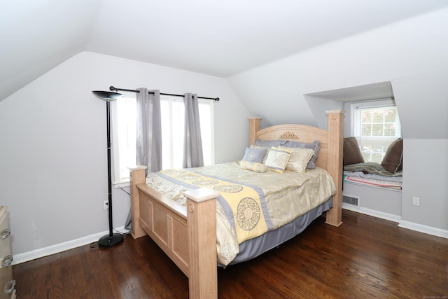 80 Longbranch Ave, Stratford, CT 06615 - bedroom with lofted ceiling and dark wood-style floors