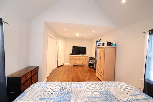 80 Longbranch Ave, Stratford, CT 06615 - bedroom featuring lofted ceiling, wood finished floors, and recessed lighting