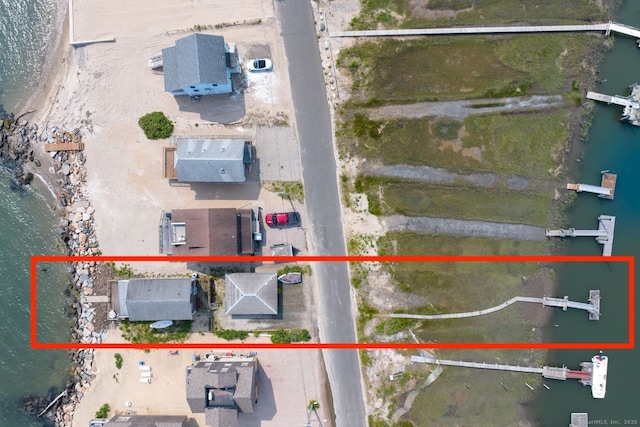 57 Circle Beach Rd, Madison, CT 06443 - aerial view of property's location featuring a nearby body of water and property boundaries highlighted