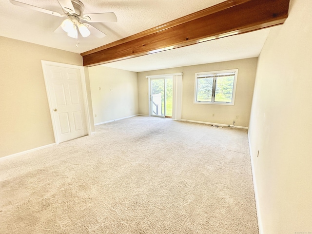 60 Sunrise Cir Unit 60, Newington, CT 06111 - unfurnished room with beam ceiling, carpet floors, and a ceiling fan