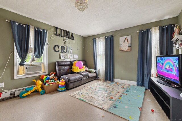 83 James St, New Haven, CT 06513 - playroom featuring cooling unit and a textured ceiling